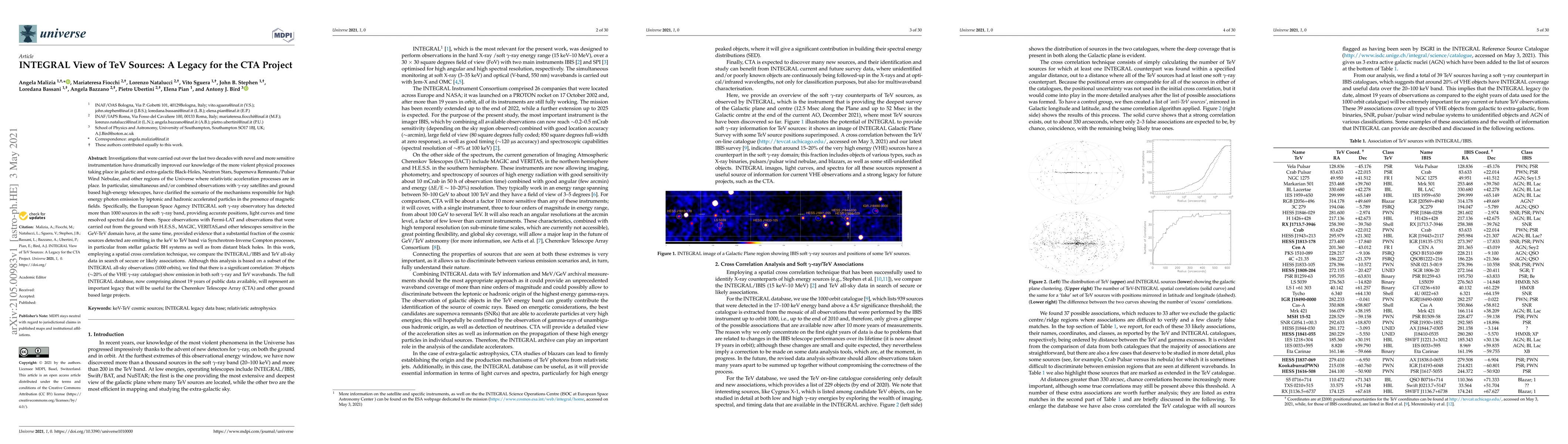 Thumbnail for INTEGRAL View of TeV Sources: A Legacy for the CTA Project