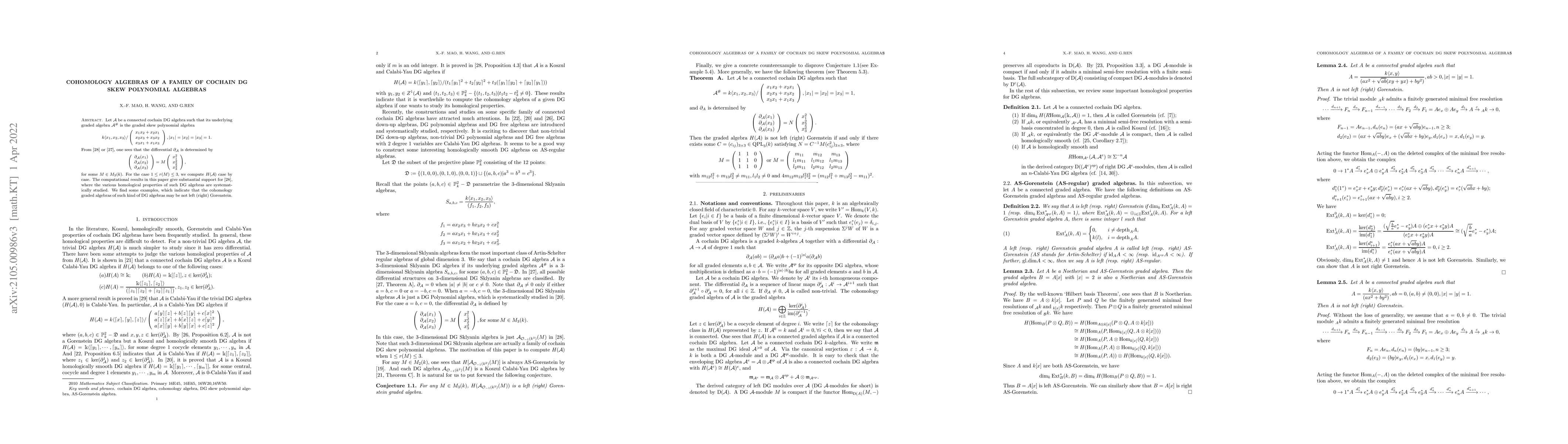 Thumbnail for Cohomology algebras of a family of cochain DG skew polynomial algebras