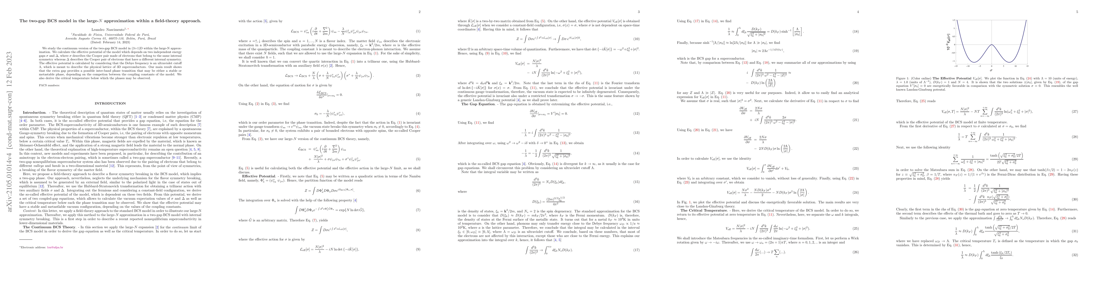 Thumbnail for The two-gap BCS model in the large-$N$ approximation within a
  field-theory approach