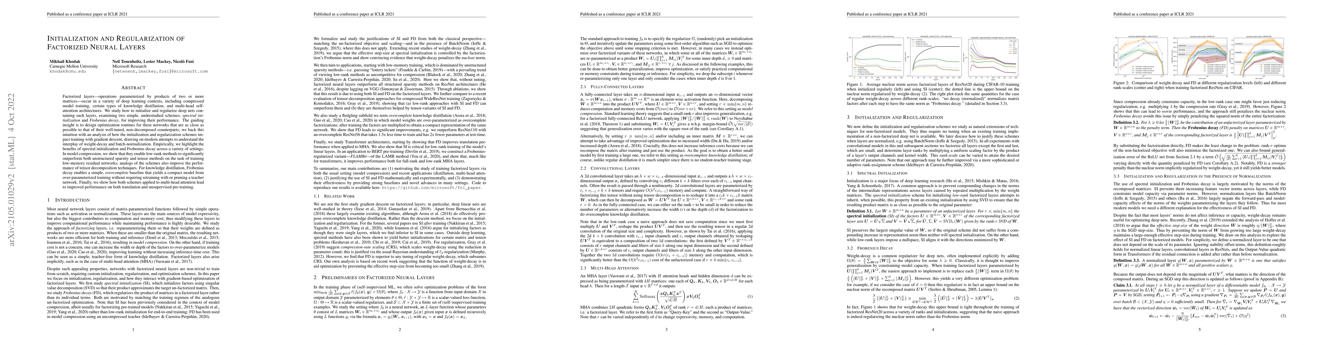 Thumbnail for Initialization and Regularization of Factorized Neural Layers
