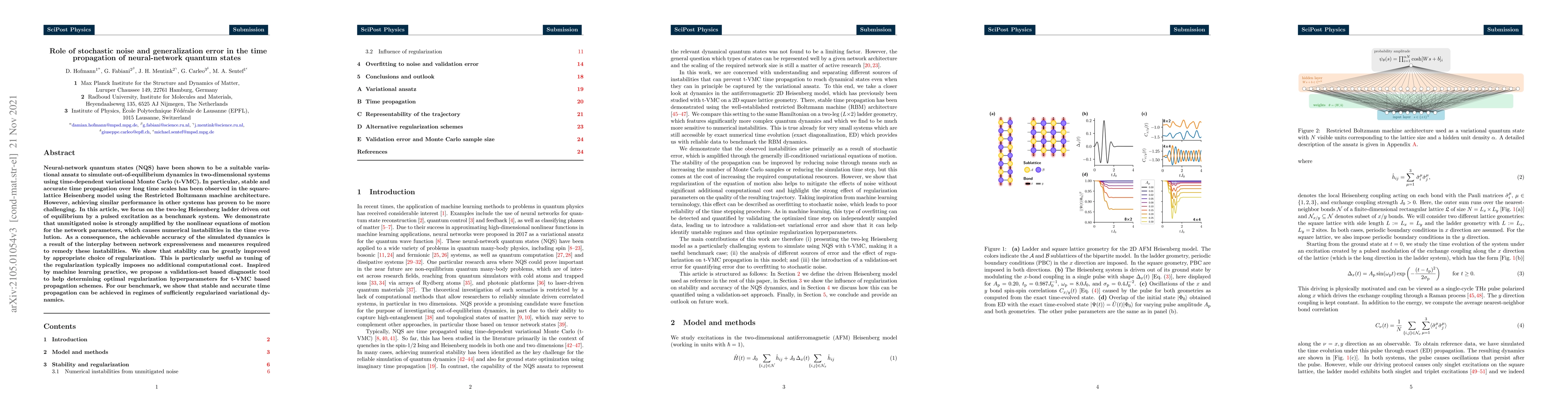 Thumbnail for Role of stochastic noise and generalization error in the time
  propagation of neural-network quantum states