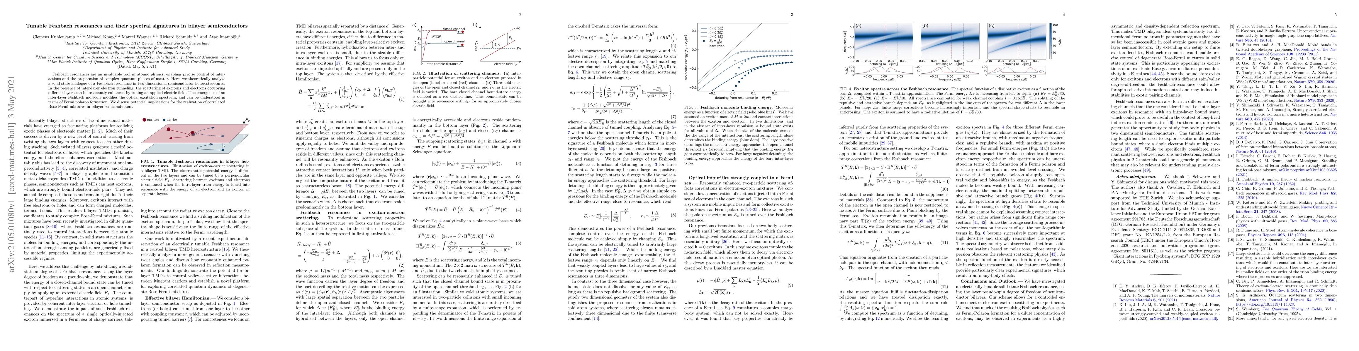 Thumbnail for Tunable Feshbach resonances and their spectral signatures in bilayer
  semiconductors