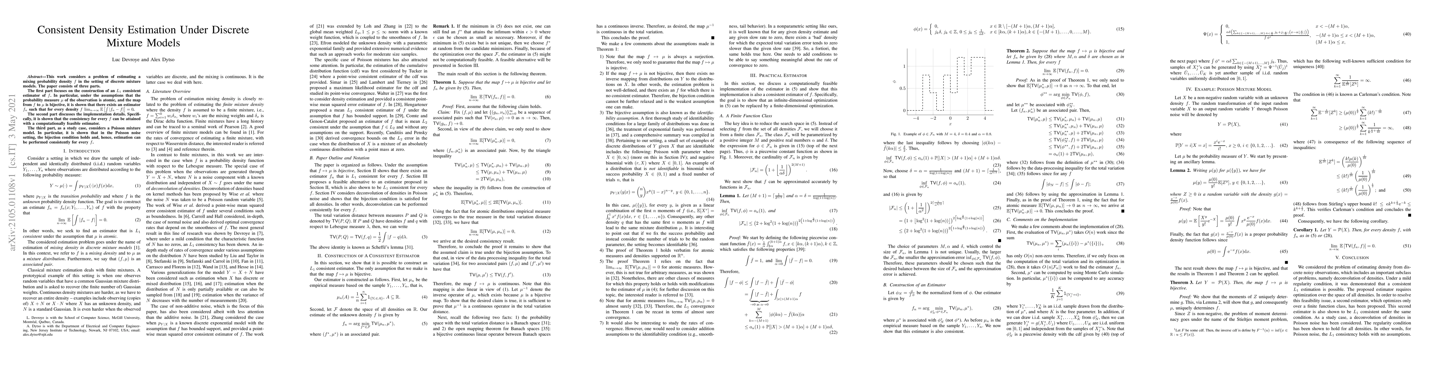 Thumbnail for Consistent Density Estimation Under Discrete Mixture Models