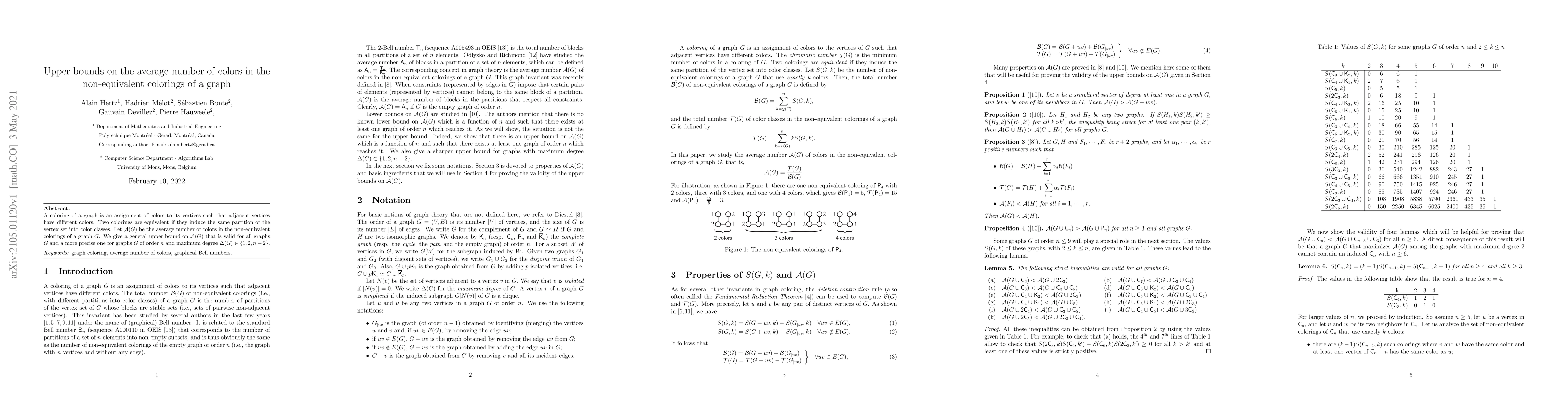 Thumbnail for Upper bounds on the average number of colors in the non-equivalent
  colorings of a graph