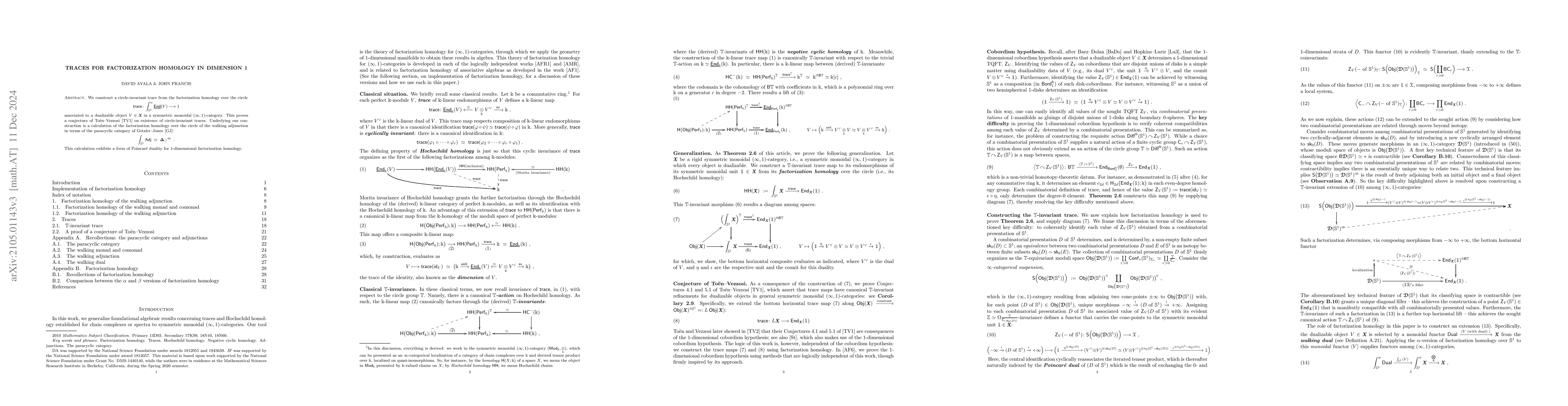 Thumbnail for Traces for factorization homology in dimension 1