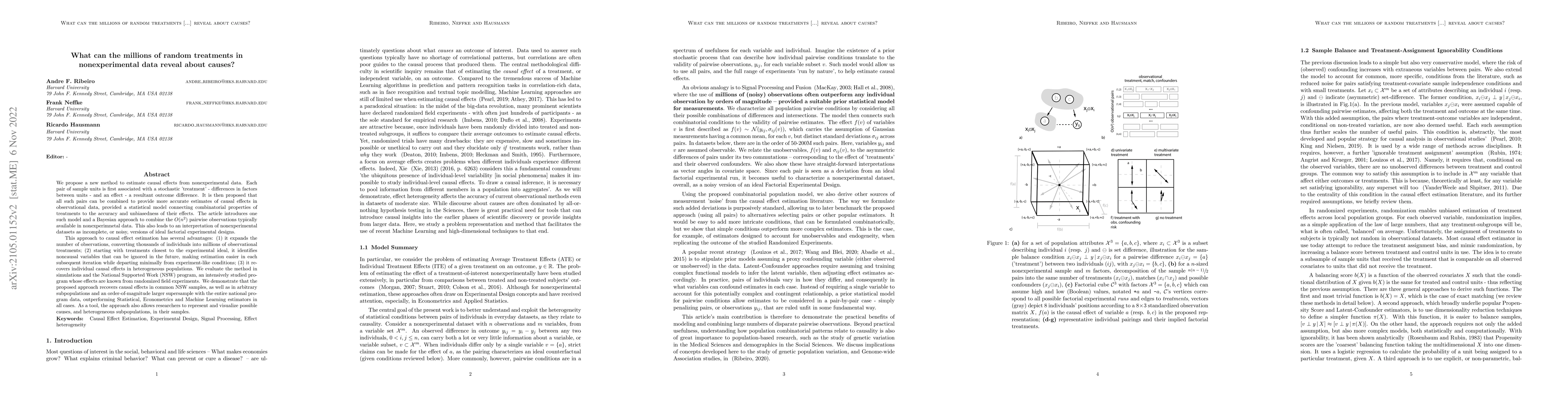 Thumbnail for What can the millions of random treatments in nonexperimental data
  reveal about causes?