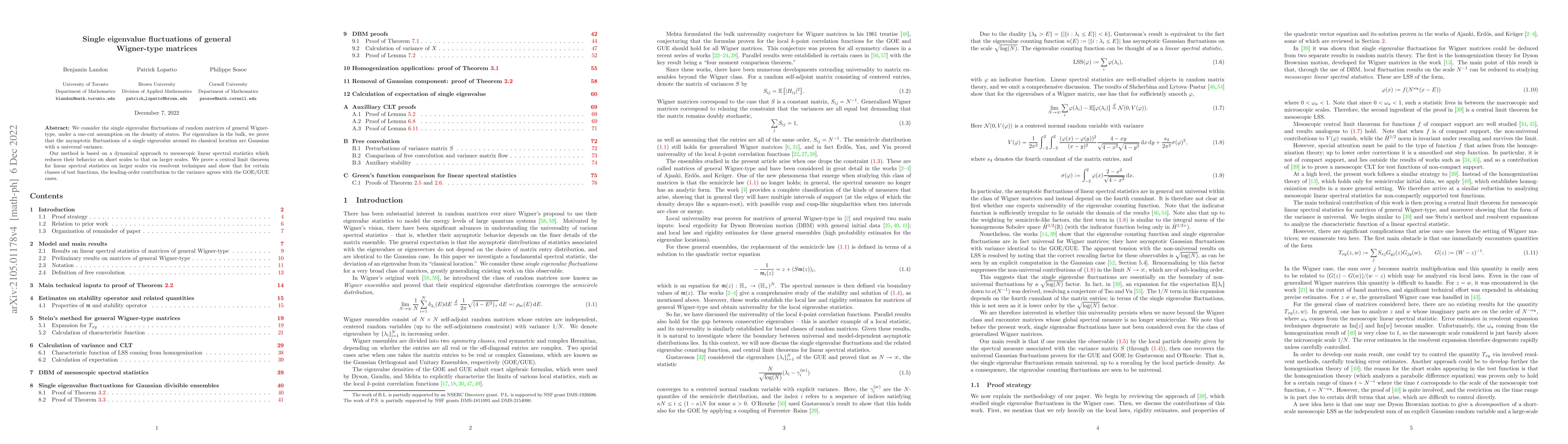 Thumbnail for Single eigenvalue fluctuations of general Wigner-type matrices