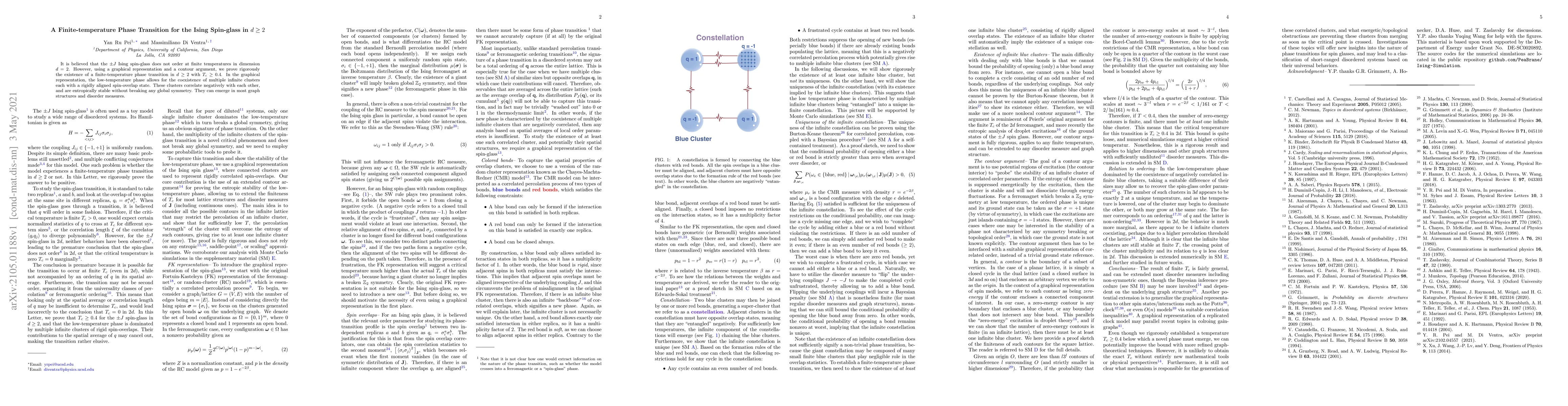 Thumbnail for A Finite-temperature Phase Transition for the Ising Spin-glass in $d\geq
  2$