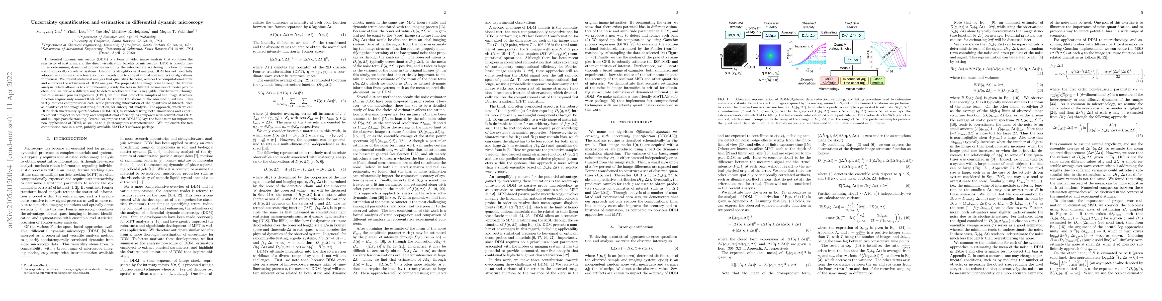 Thumbnail for Uncertainty quantification and estimation in differential dynamic
  microscopy