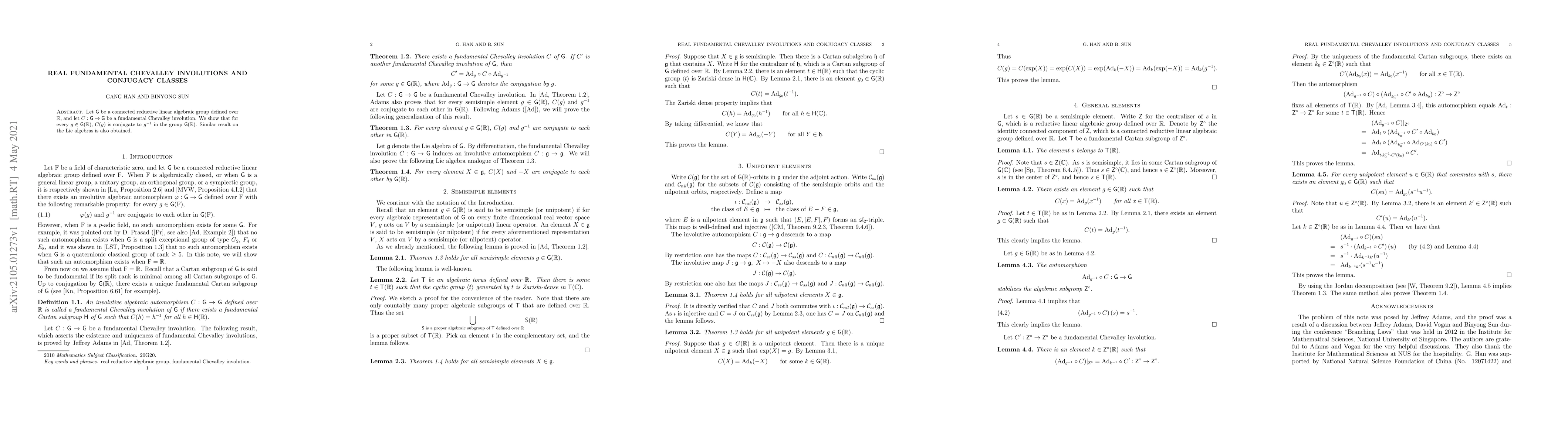 Thumbnail for Real fundamental Chevalley involutions and conjugacy classes
