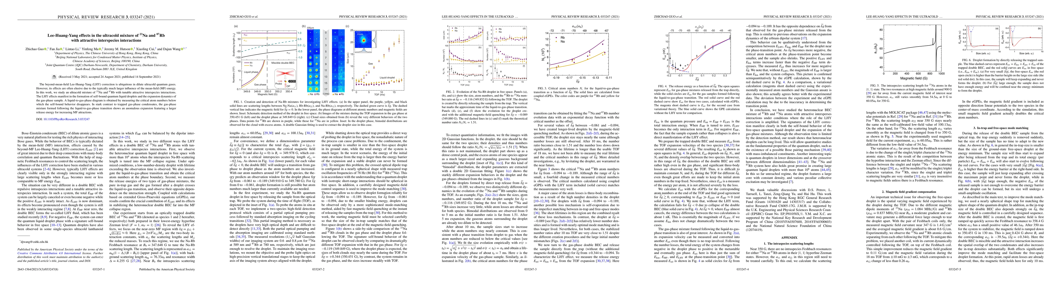 Thumbnail for Lee-Huang-Yang effects in the ultracold mixture of $^{23}$Na and
  $^{87}$Rb with attractive interspecies interactions