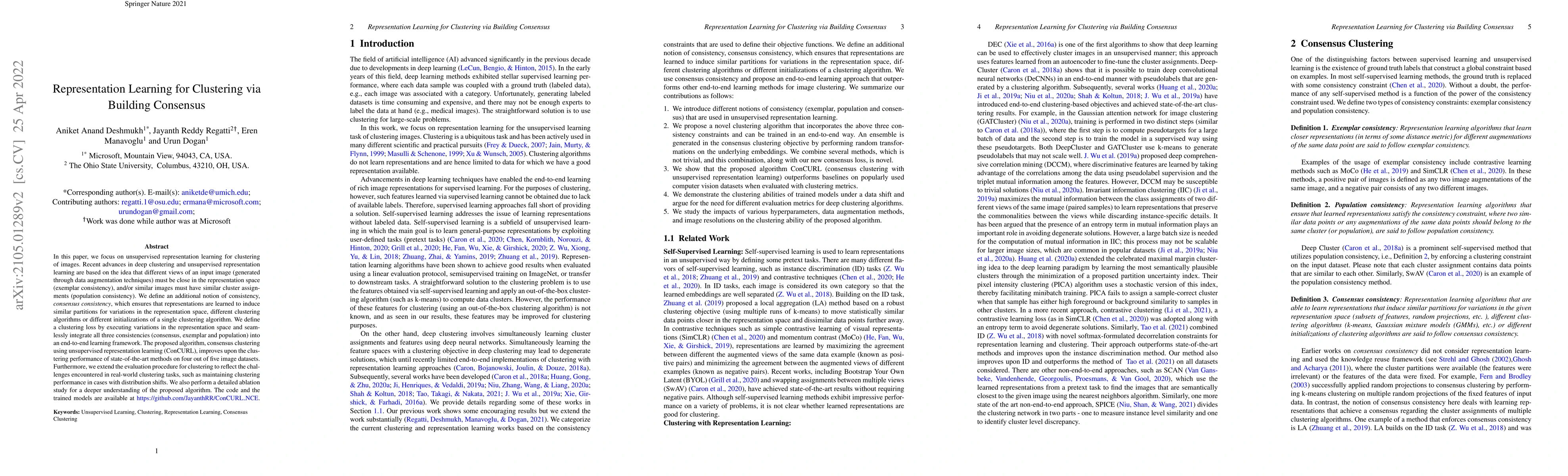 Thumbnail for Representation Learning for Clustering via Building Consensus