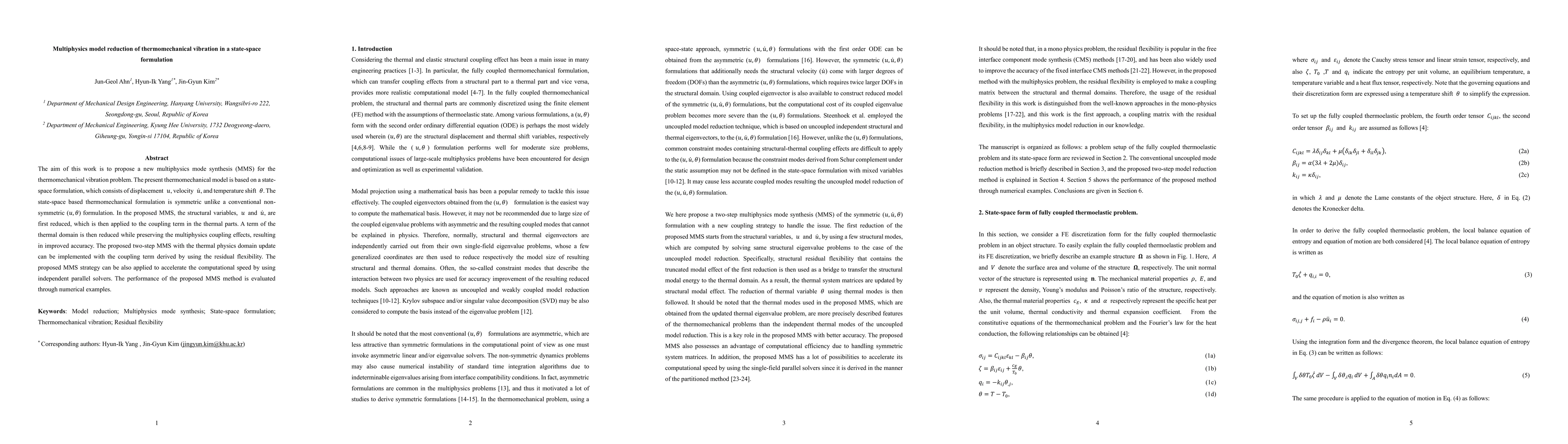 Thumbnail for Multiphysics model reduction of thermomechanical vibration in a
  state-space formulation