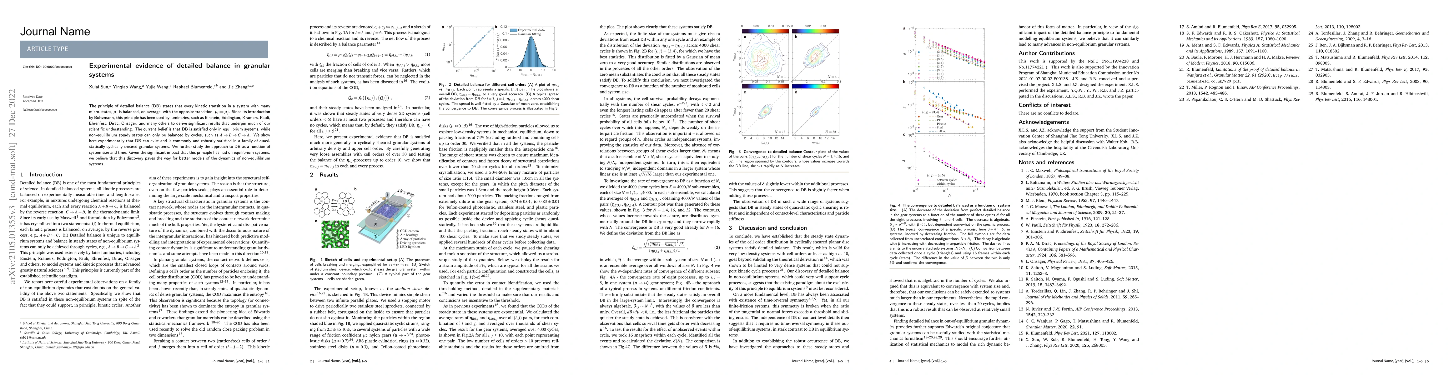 Thumbnail for Experimental evidence of detailed balance in granular systems