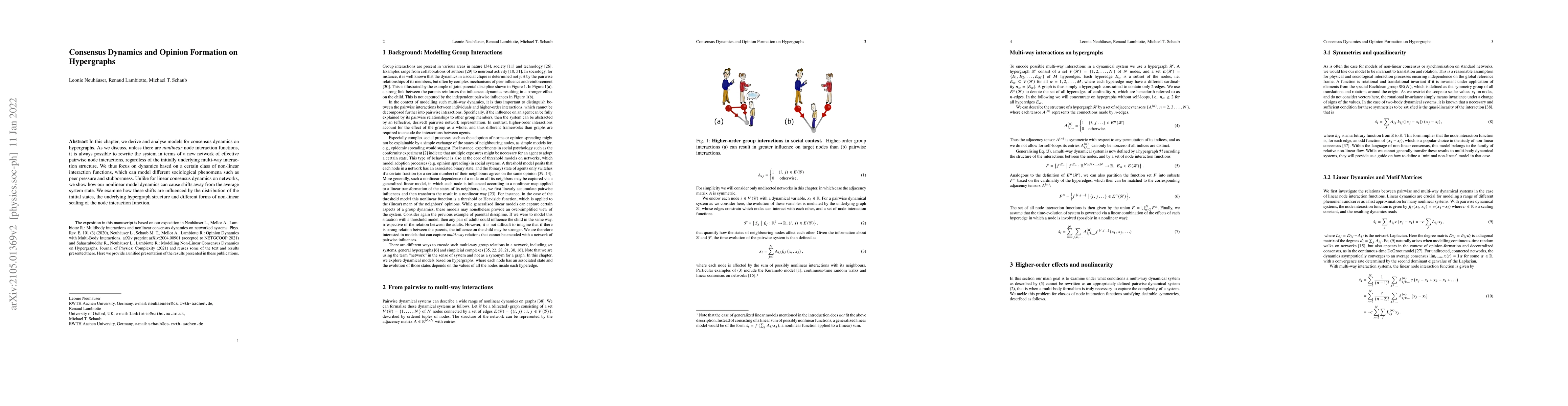 Thumbnail for Consensus Dynamics and Opinion Formation on Hypergraphs