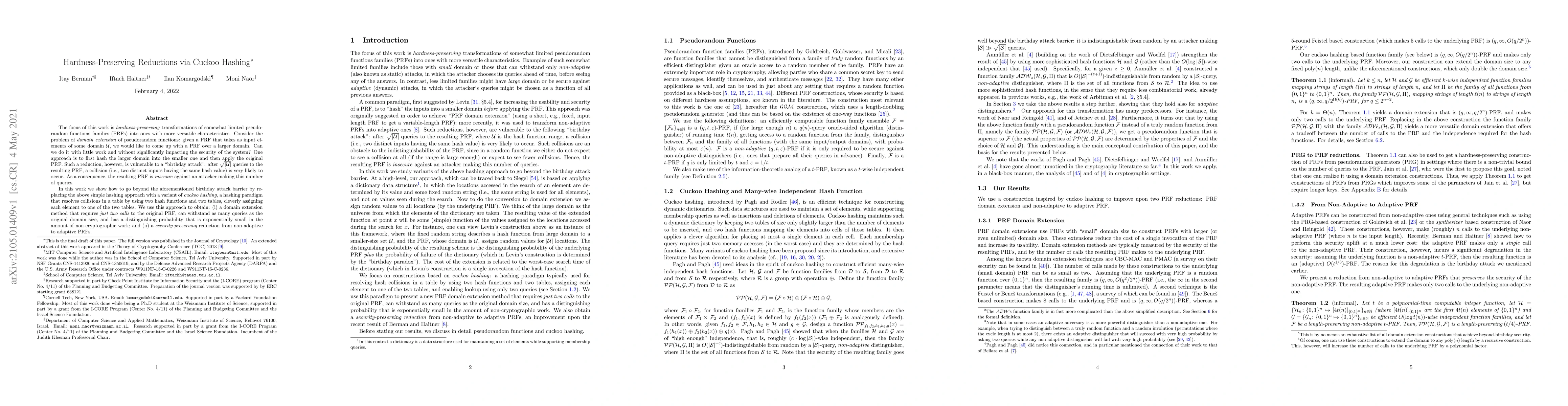 Thumbnail for Hardness-Preserving Reductions via Cuckoo Hashing