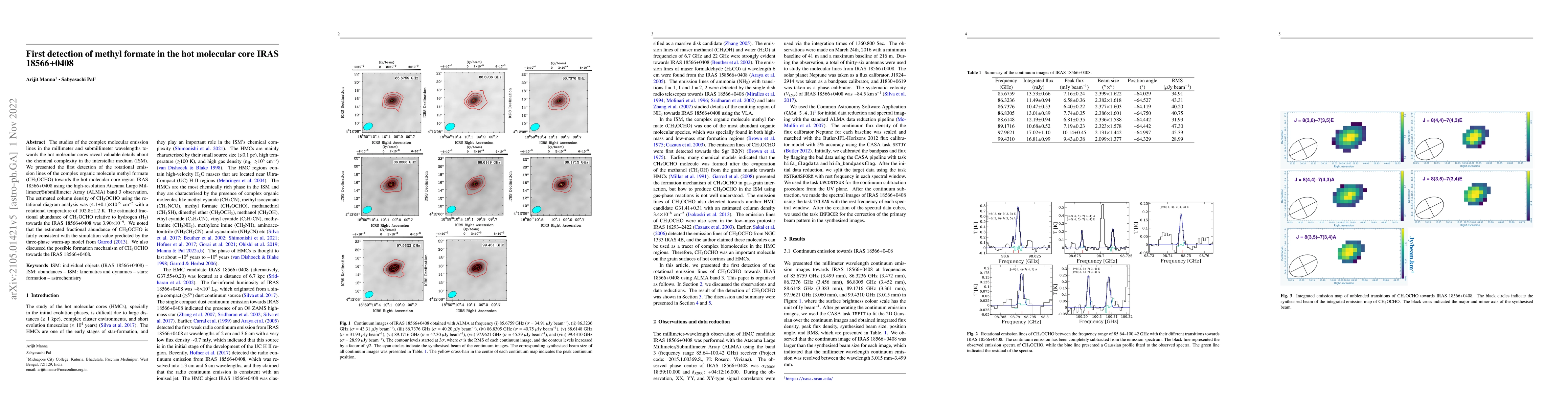 Thumbnail for First detection of methyl formate in the hot molecular core IRAS
  18566+0408