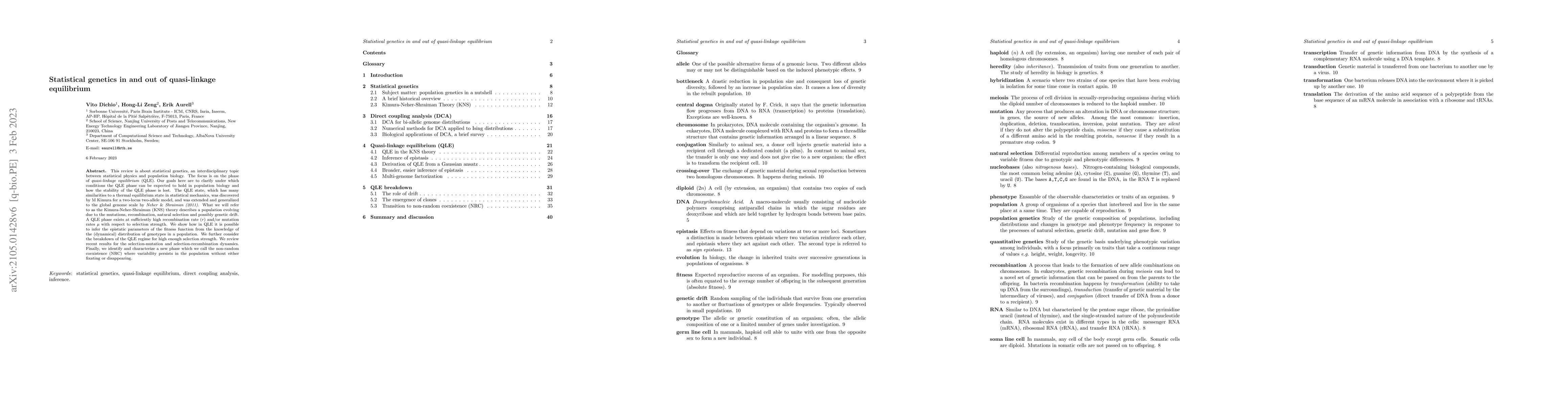 Thumbnail for Statistical Genetics in and out of Quasi-Linkage Equilibrium (Extended)