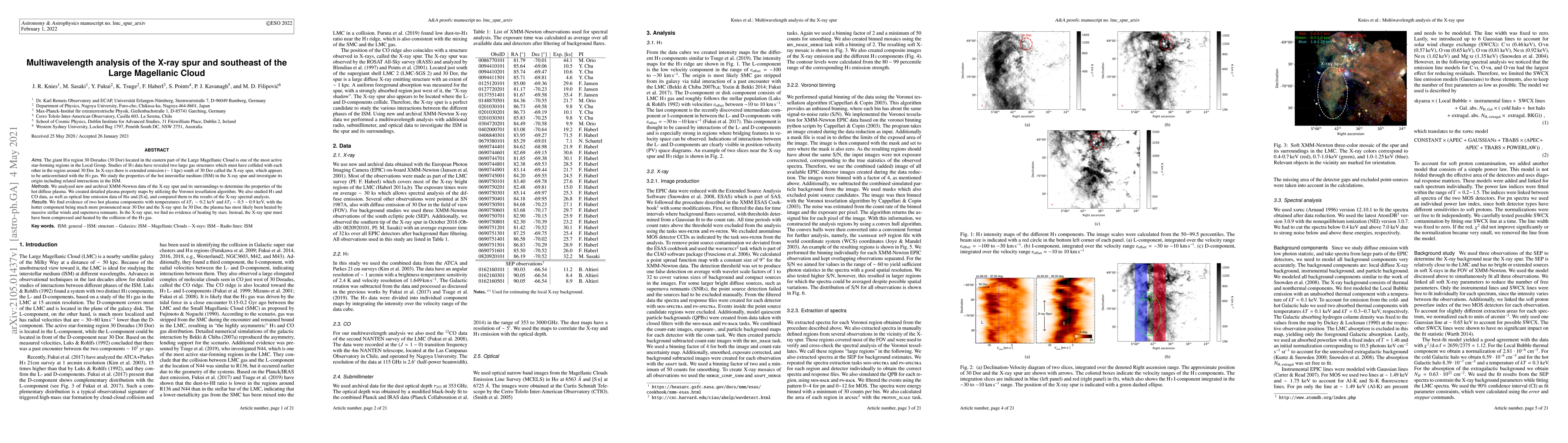 Thumbnail for Multiwavelength analysis of the X-ray spur and southeast of the Large
  Magellanic Cloud