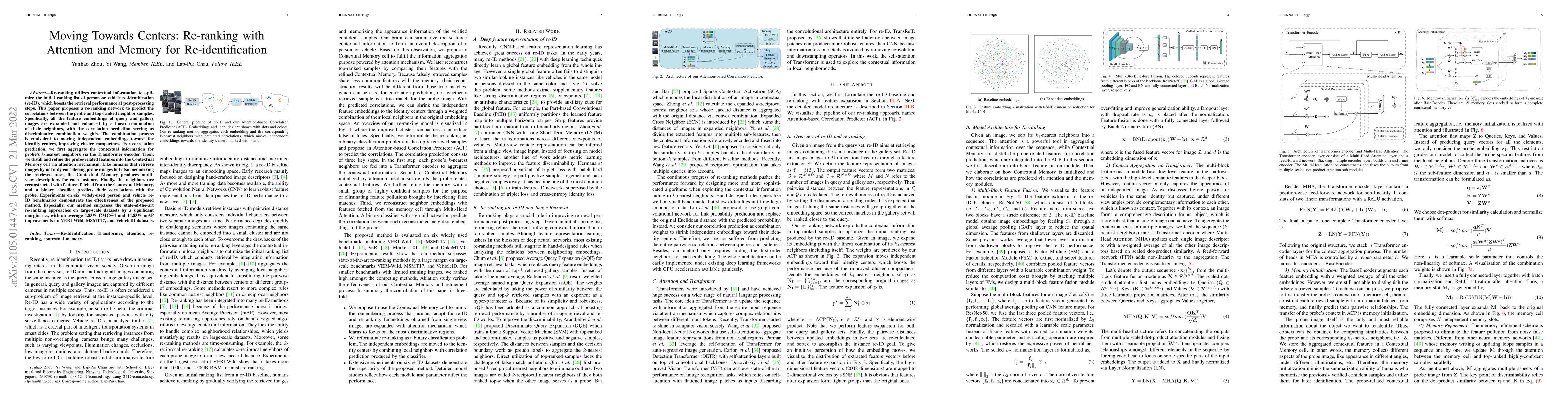 Thumbnail for Moving Towards Centers: Re-ranking with Attention and Memory for
  Re-identification