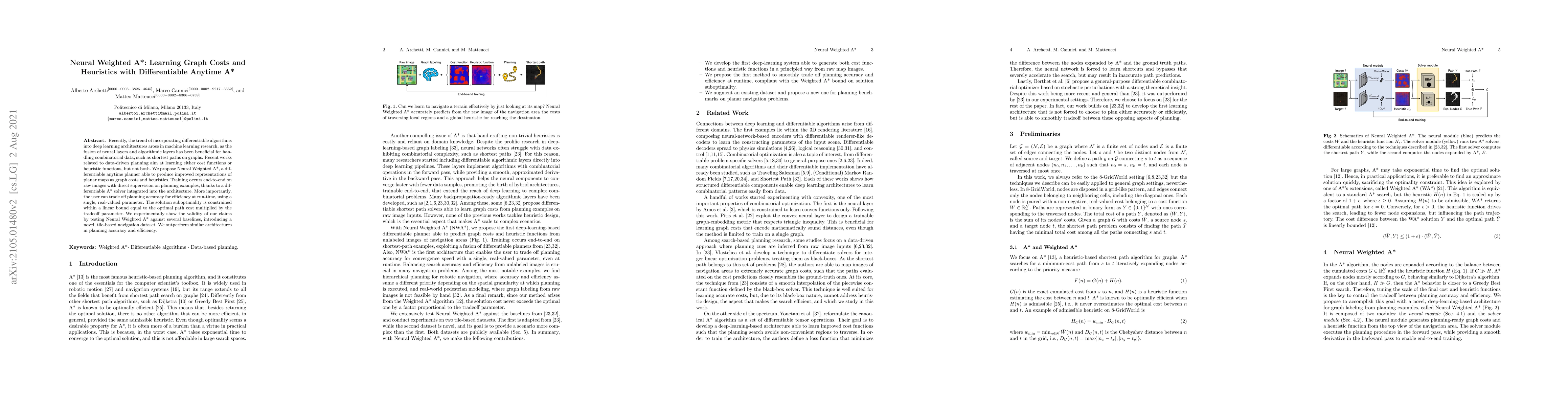 Thumbnail for Neural Weighted A*: Learning Graph Costs and Heuristics with
  Differentiable Anytime A*