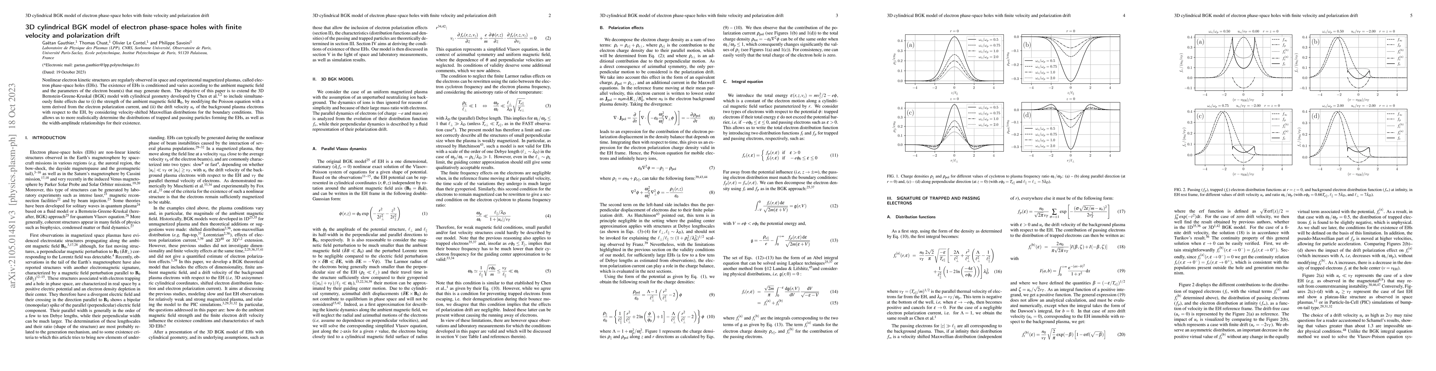 Thumbnail for 3D cylindrical BGK model of electron phase-space holes with finite
  velocity and polarization drift