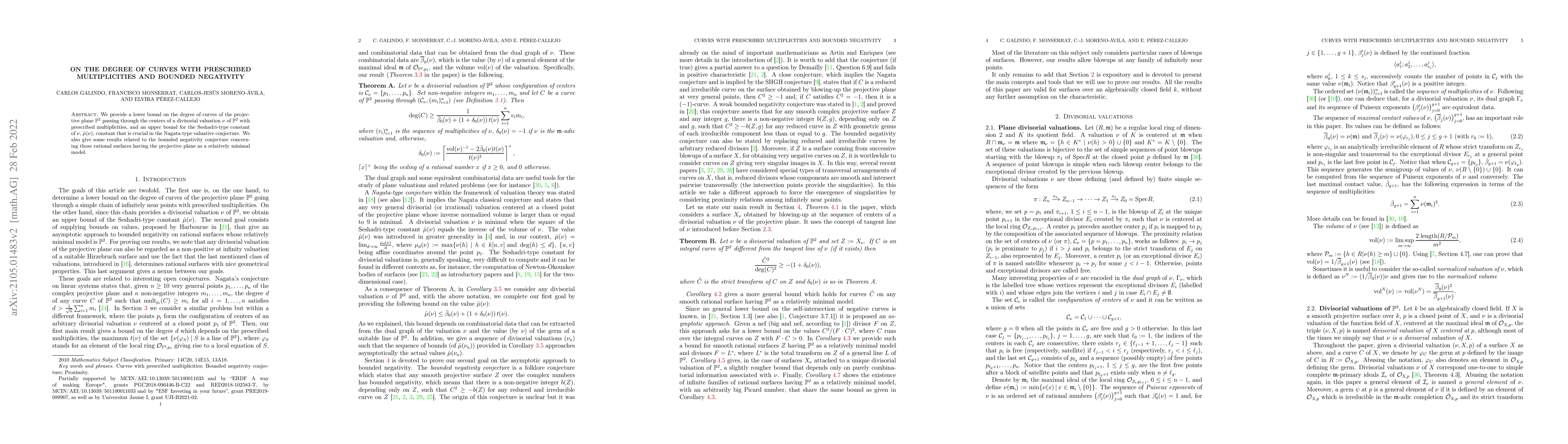 Thumbnail for On the degree of curves with prescribed multiplicities and bounded
  negativity