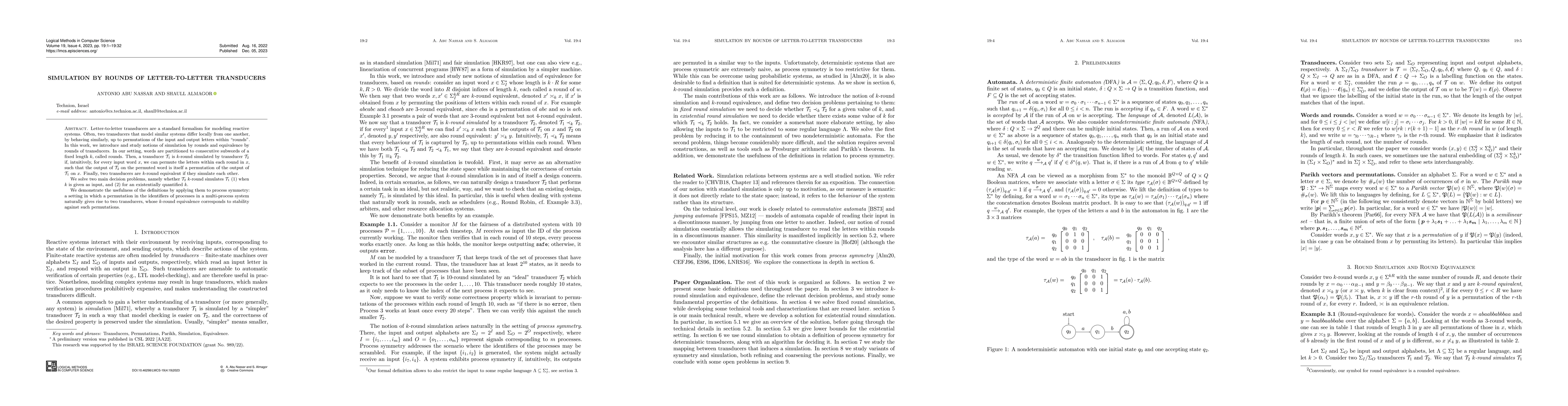 Thumbnail for Simulation by Rounds of Letter-to-Letter Transducers