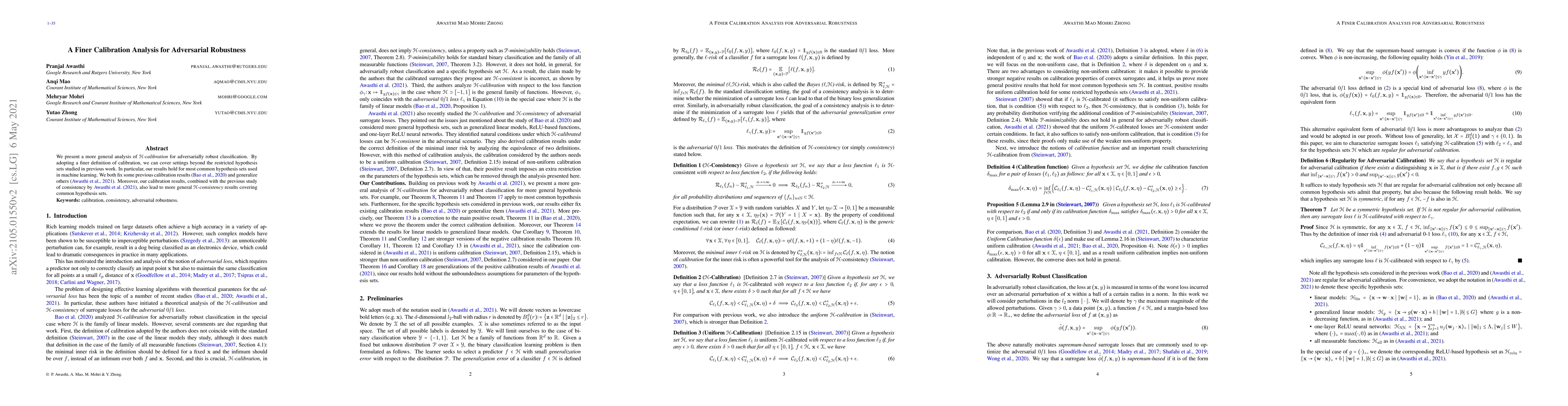 Thumbnail for A Finer Calibration Analysis for Adversarial Robustness