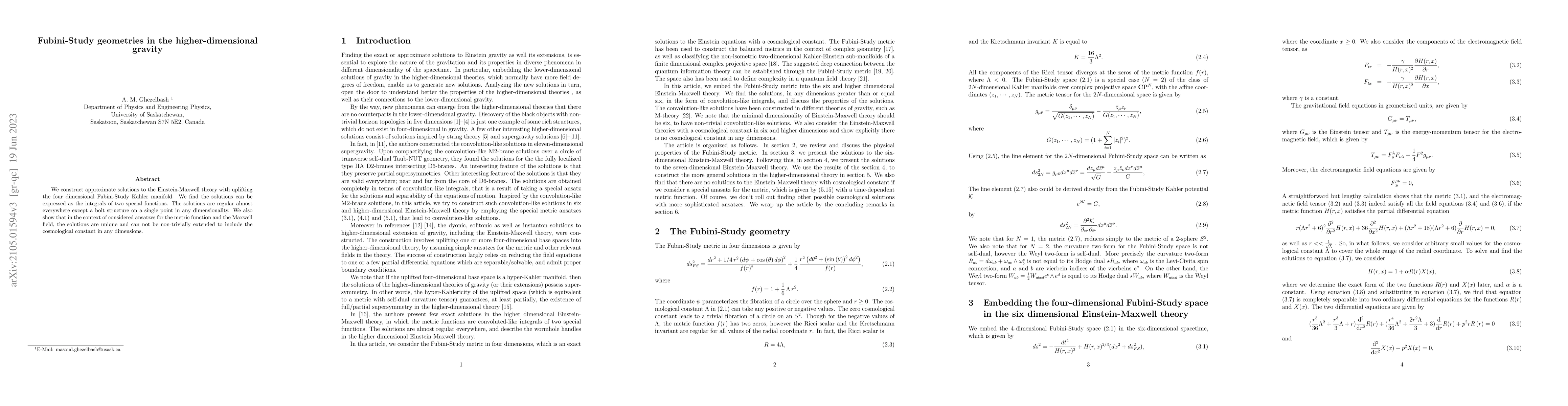 Thumbnail for Fubini-Study geometries in the higher-dimensional gravity