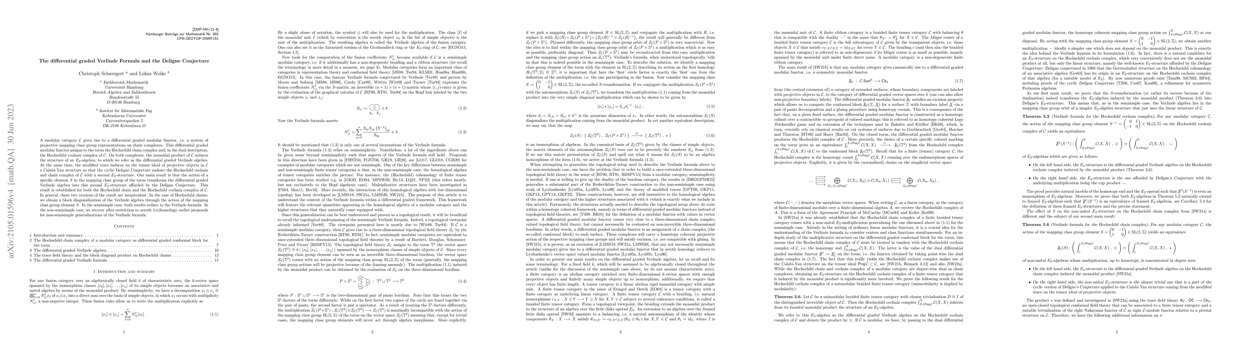 Thumbnail for The differential graded Verlinde Formula and the Deligne Conjecture