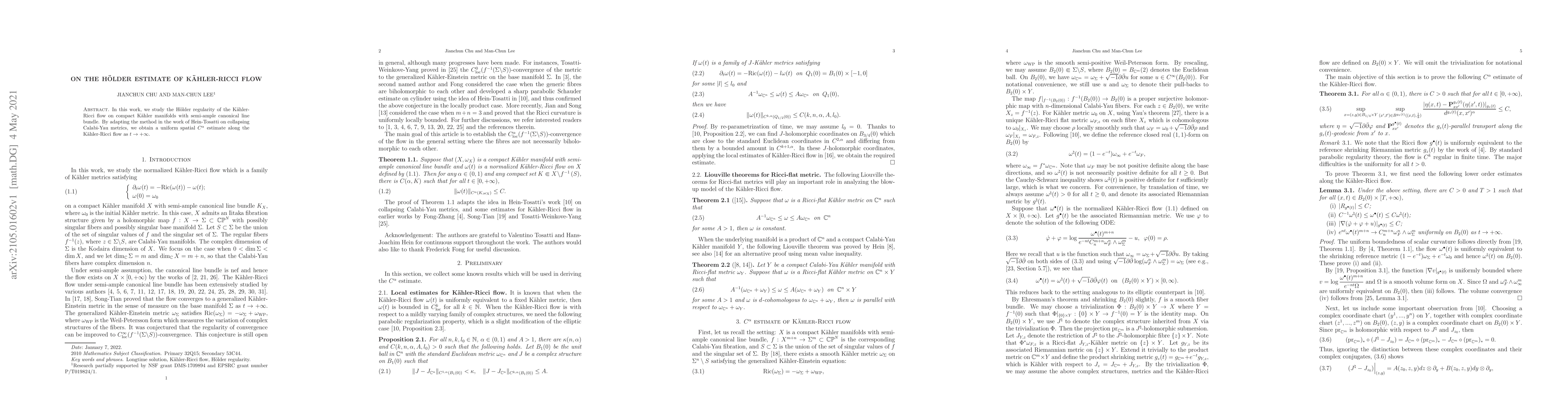 Thumbnail for On the H\"older estimate of K\"ahler-Ricci flow