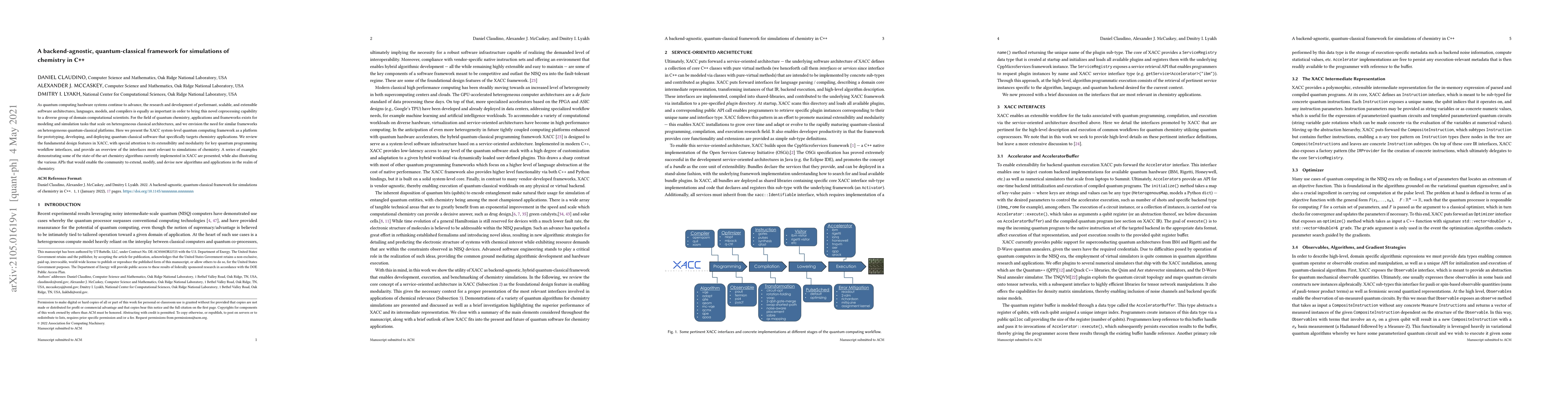 Thumbnail for A backend-agnostic, quantum-classical framework for simulations of
  chemistry in C++
