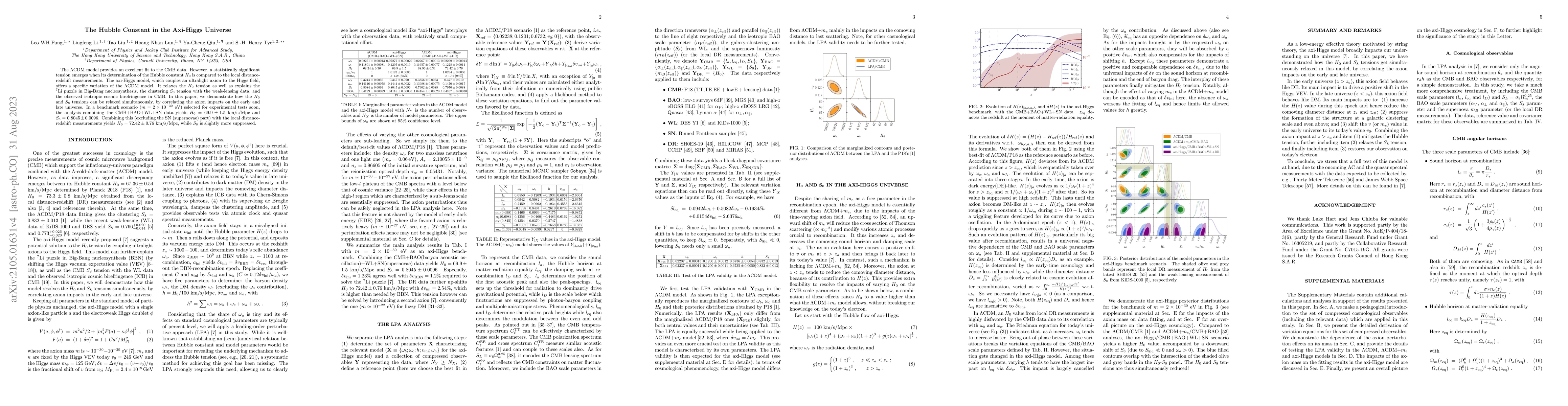 Thumbnail for The Hubble Constant in the Axi-Higgs Universe