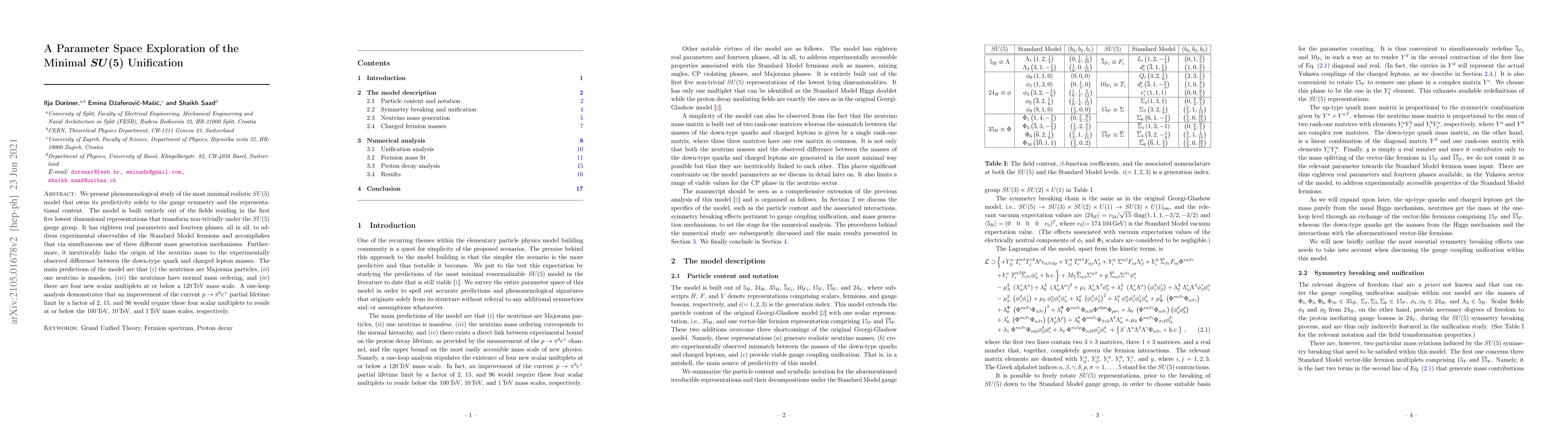 Thumbnail for A Parameter Space Exploration of the Minimal SU(5) Unification