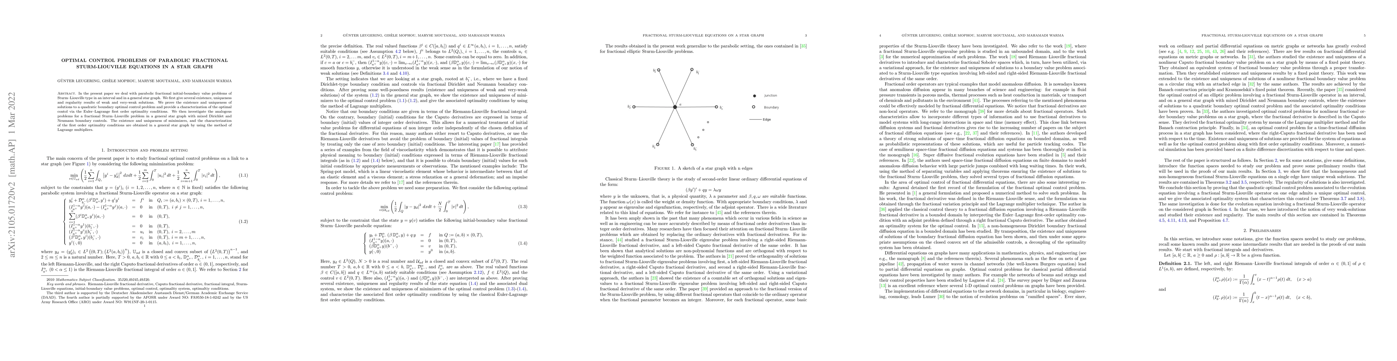 Thumbnail for Optimal control problems of parabolic fractional sturm liouville
  equations in a star graph