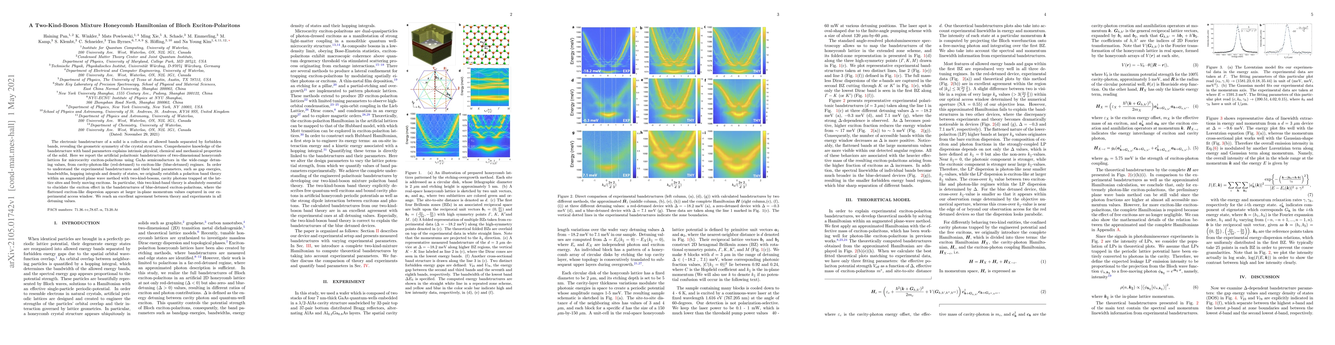 Thumbnail for A Two-Kind-Boson Mixture Honeycomb Hamiltonian of Bloch
  Exciton-Polaritons