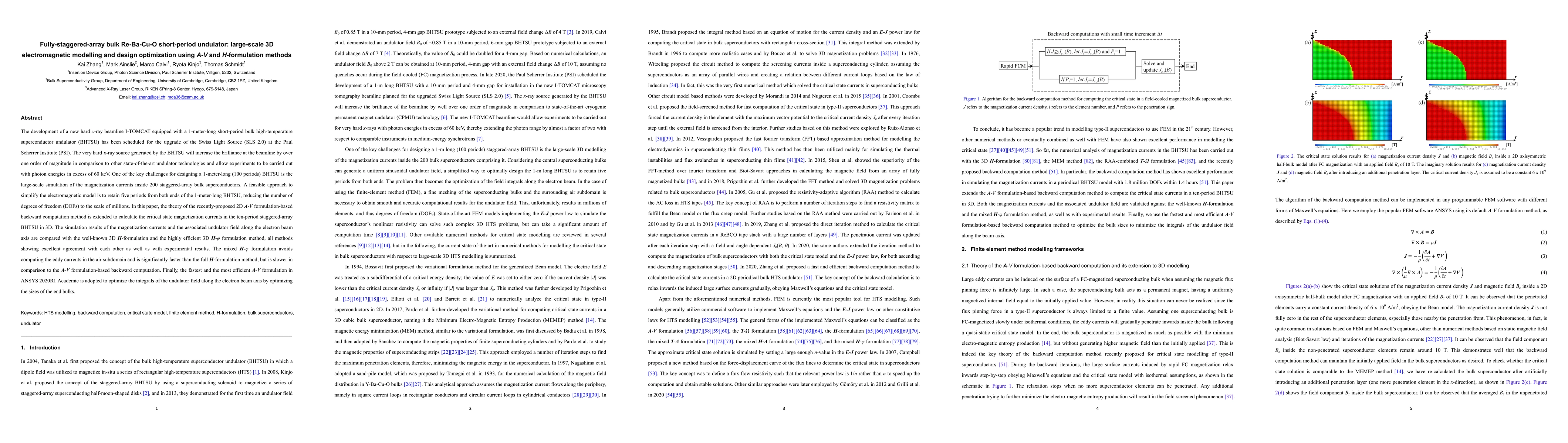 Thumbnail for Fully-staggered-array bulk Re-Ba-Cu-O short-period undulator:
  large-scale 3D electromagnetic modelling and design optimization using A-V
  and H-formulation methods