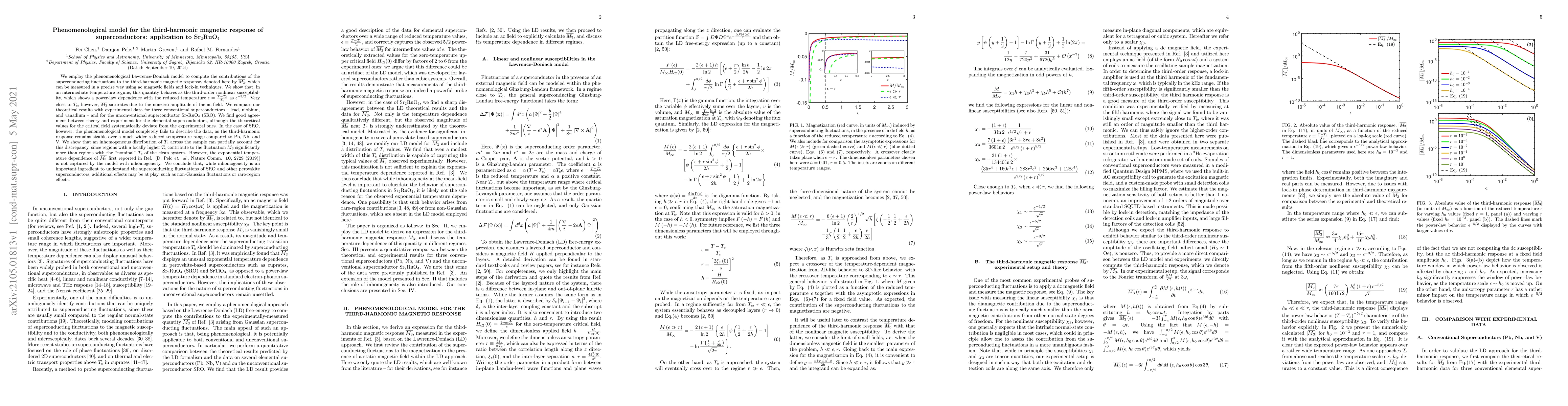Thumbnail for Phenomenological model for the third-harmonic magnetic response of
  superconductors: application to Sr$_{2}$RuO$_{4}$