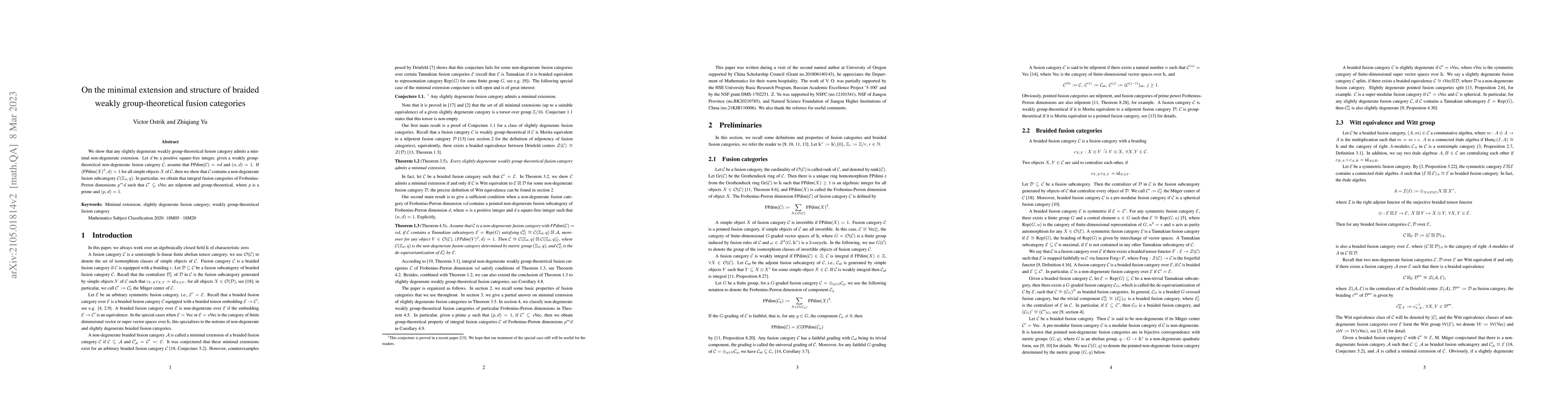 Thumbnail for On the minimal extension and structure of weakly group-theoretical
  braided fusion categories
