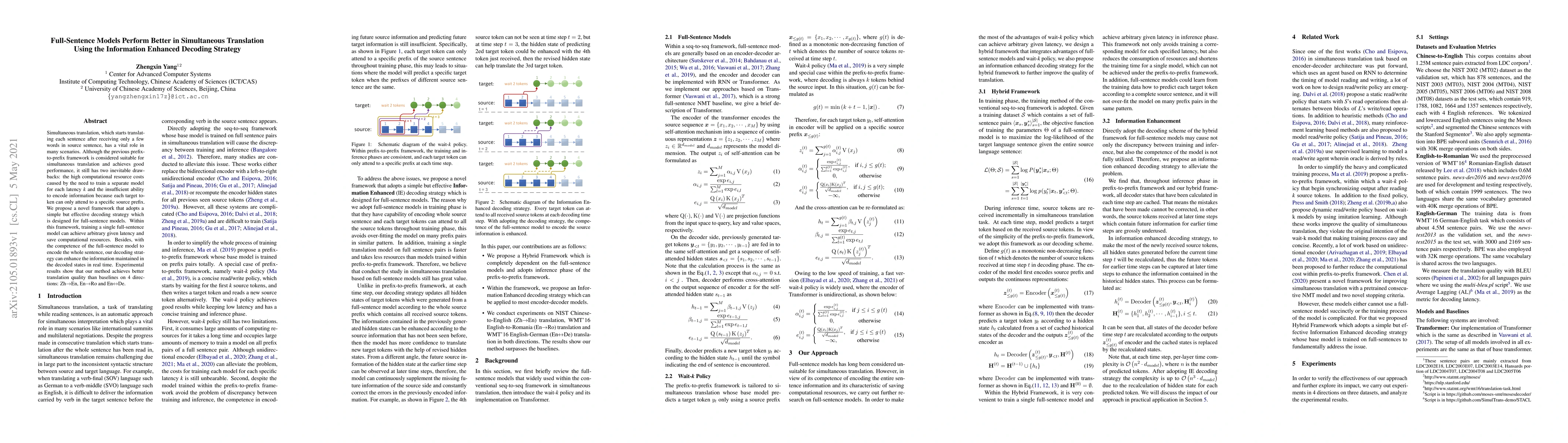 Thumbnail for Full-Sentence Models Perform Better in Simultaneous Translation Using
  the Information Enhanced Decoding Strategy