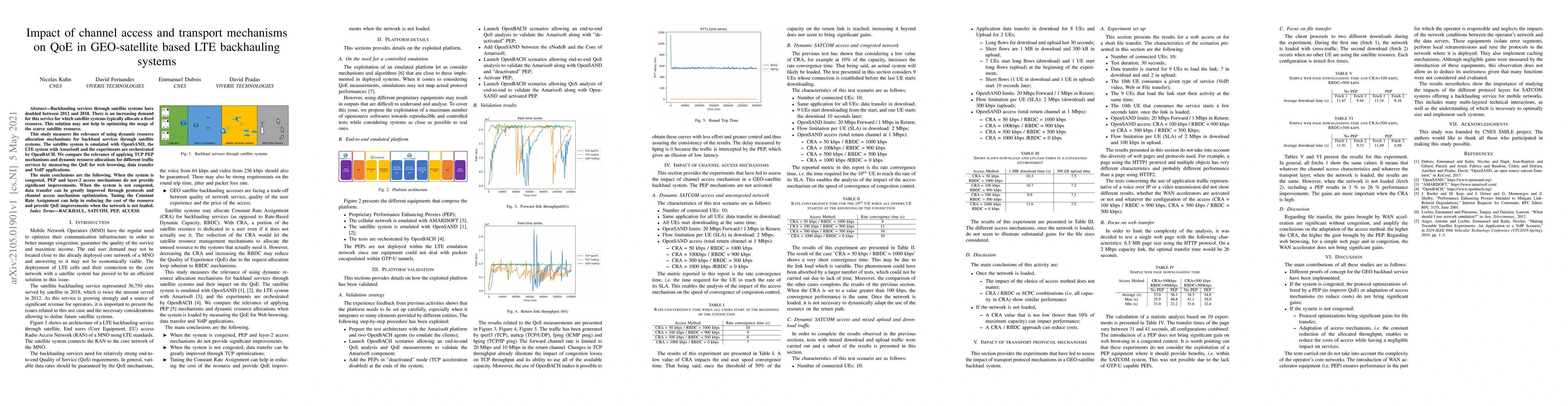 Thumbnail for Impact of channel access and transport mechanisms on QoE in
  GEO-satellite based LTE backhauling systems