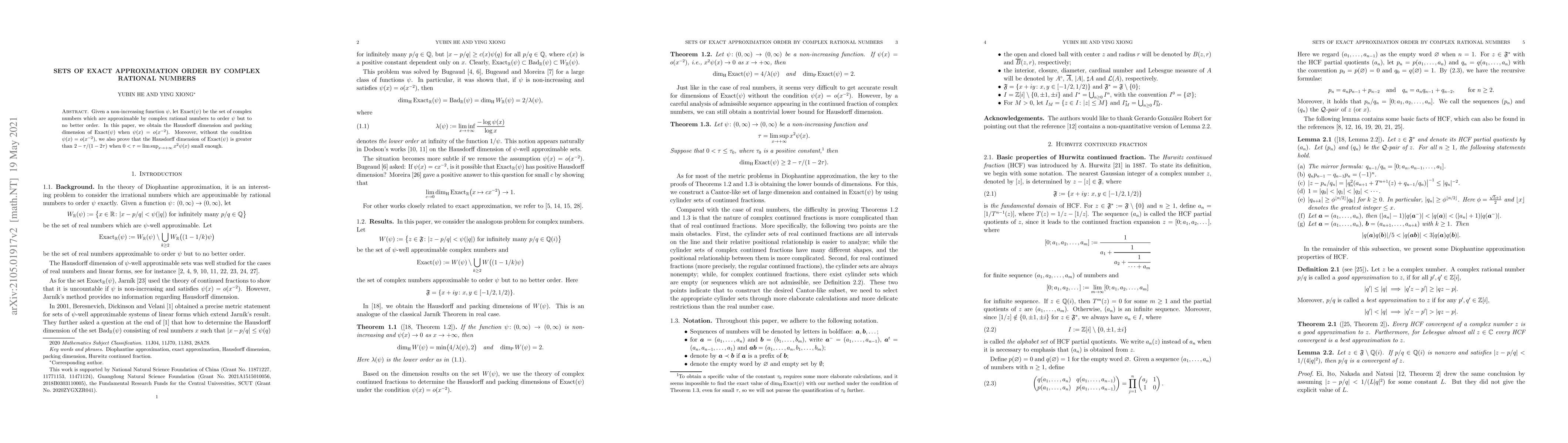 Thumbnail for Sets of Exact Approximation Order by Complex rational numbers