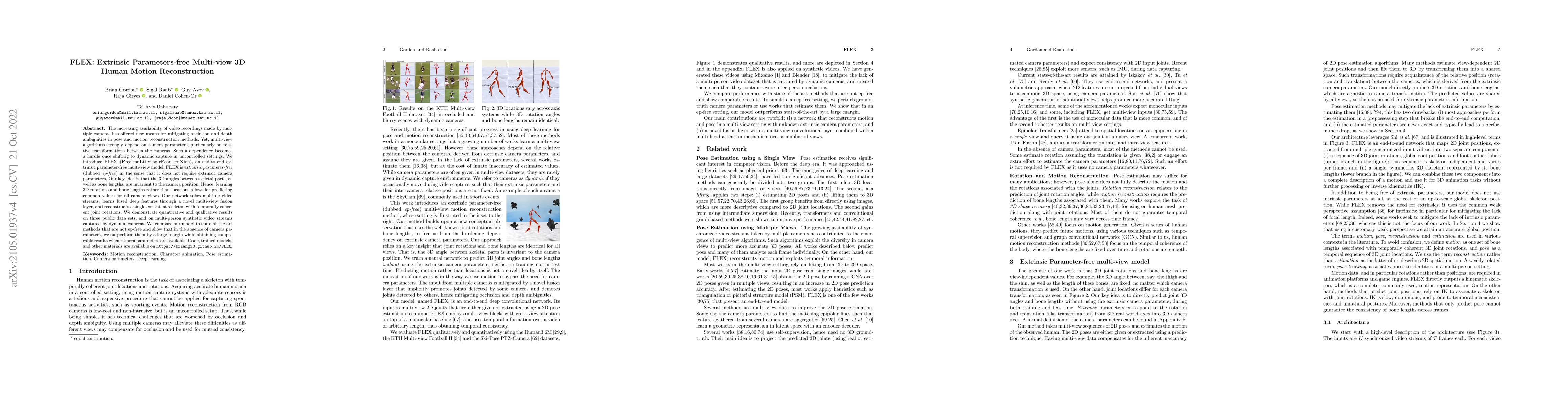 Thumbnail for FLEX: Extrinsic Parameters-free Multi-view 3D Human Motion
  Reconstruction