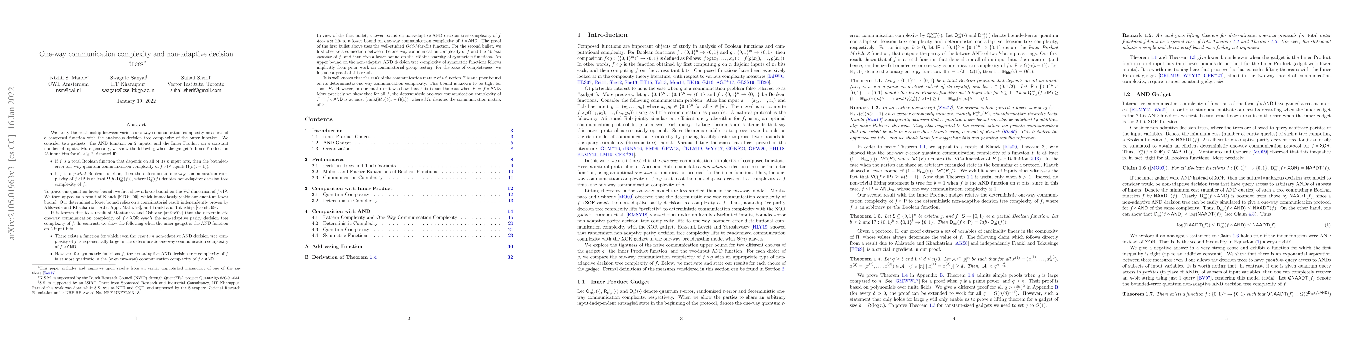 Thumbnail for One-way communication complexity and non-adaptive decision trees
