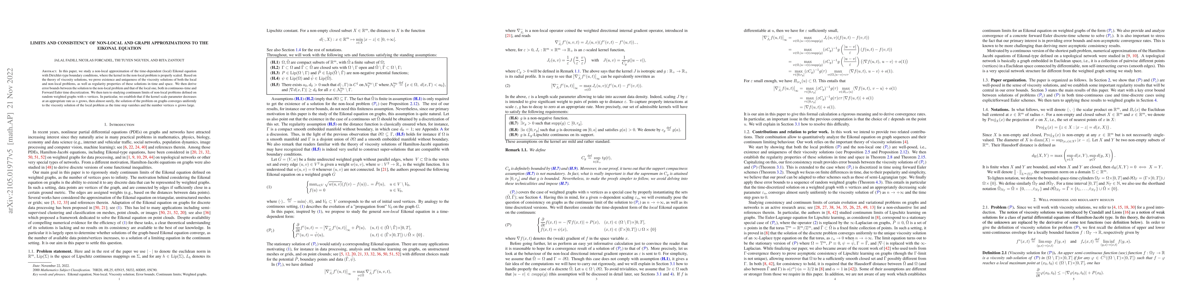 Thumbnail for Limits and consistency of non-local and graph approximations to the
  Eikonal equation
