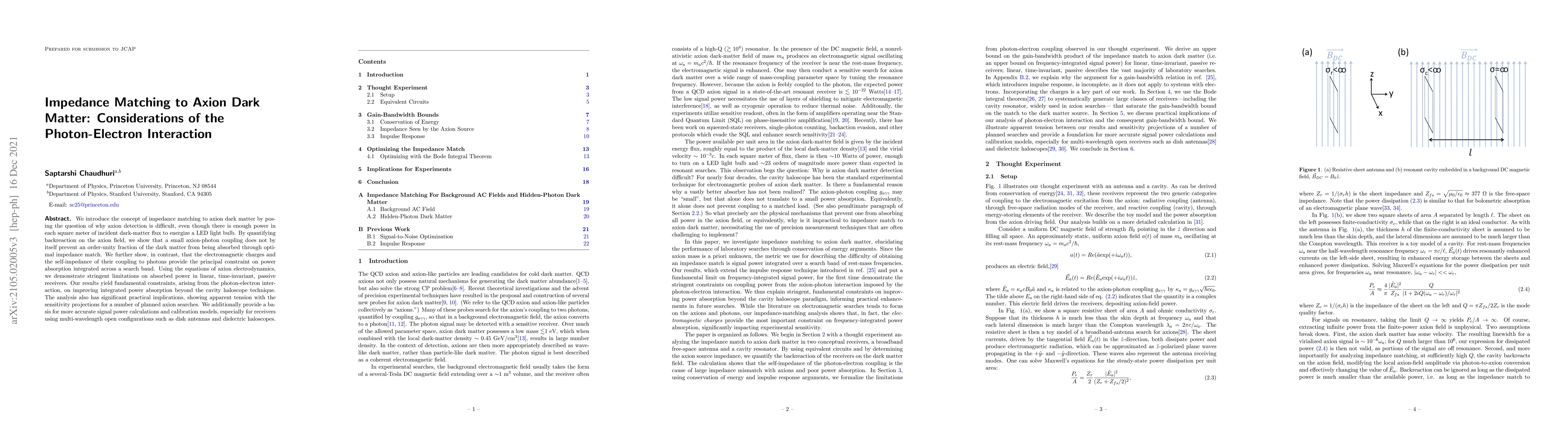 Thumbnail for Impedance Matching to Axion Dark Matter: Considerations of the
  Photon-Electron Interaction