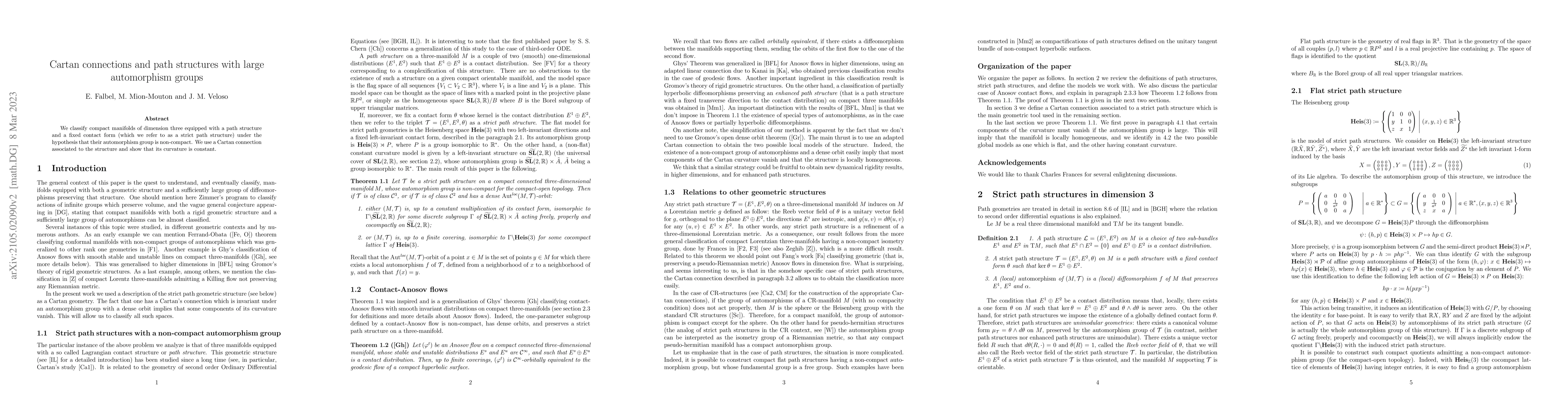 Thumbnail for Cartan connections and path structures with large automorphisms groups