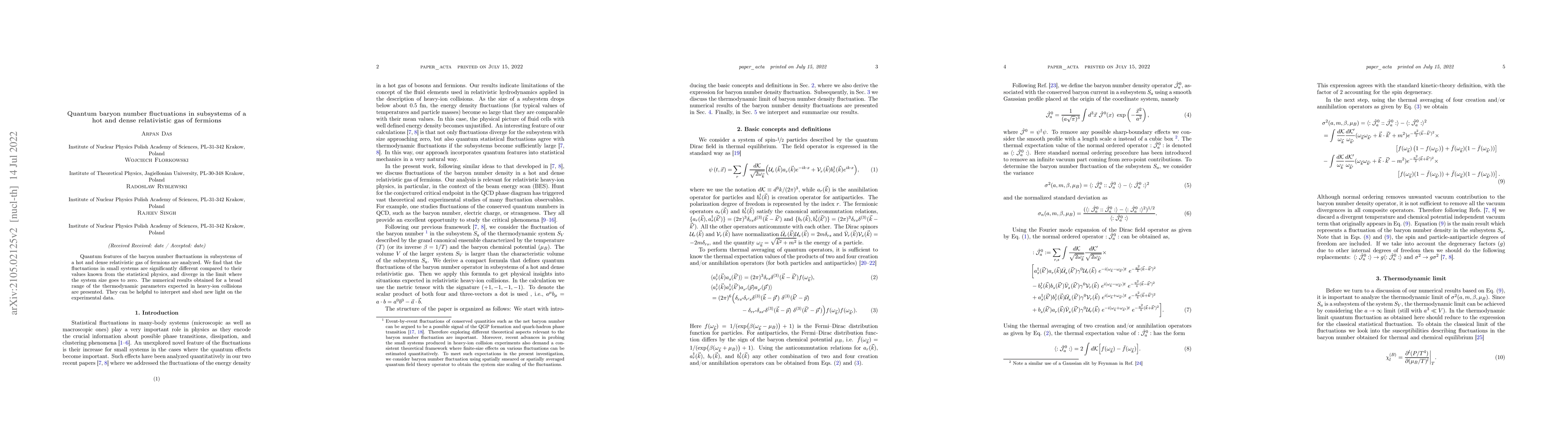 Thumbnail for Quantum baryon number fluctuations in subsystems of a hot and dense
  relativistic gas of fermions