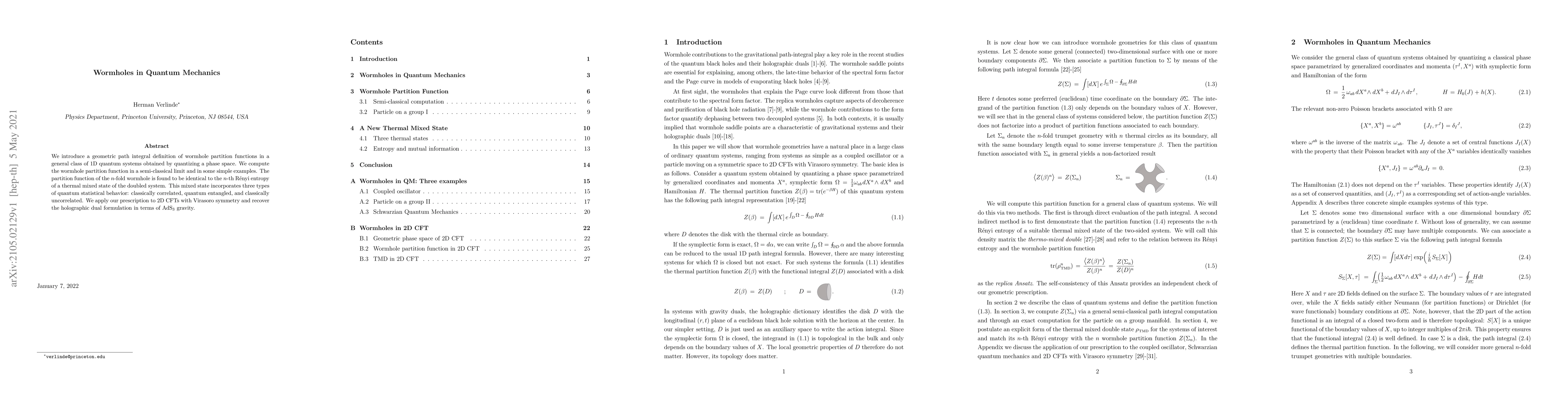 Thumbnail for Wormholes in Quantum Mechanics